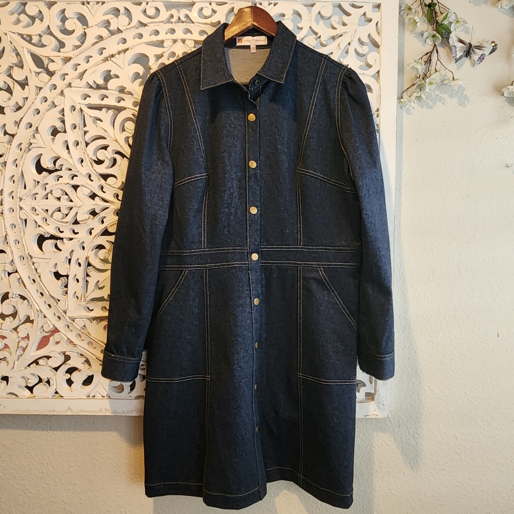 JUDE CONNALLY SOLANGE JUDE DENIM DRESS NAVY NWOT SIZE LARGE - Picture 7 of 16